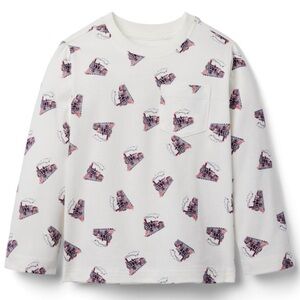 Janie and Jack White Long Sleeve Tee with Red and Blue Fire Truck Print